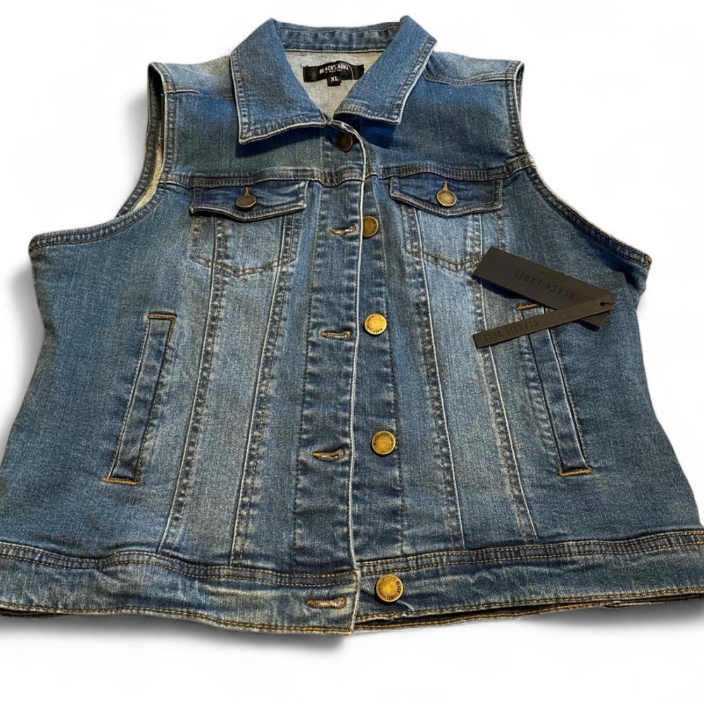 Black label c’est to Denim Sleeveless Vest with Button Details size XL